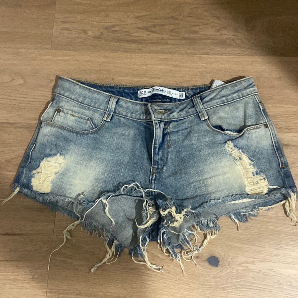 Zara denim cut off distressed shorts